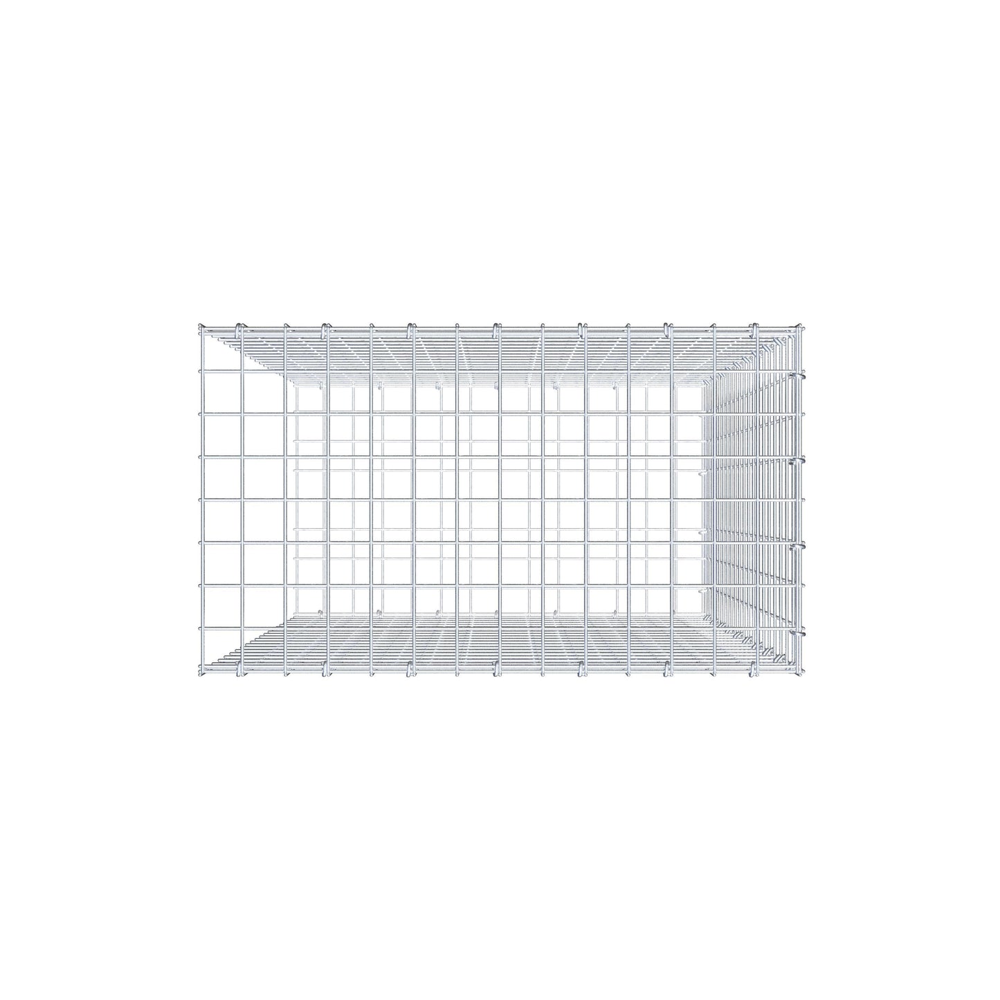 Typ 2 påbyggnadsgabion 100 cm x 70 cm x 40 cm (L x H x D), maskstorlek 5 cm x 5 cm, C-ring