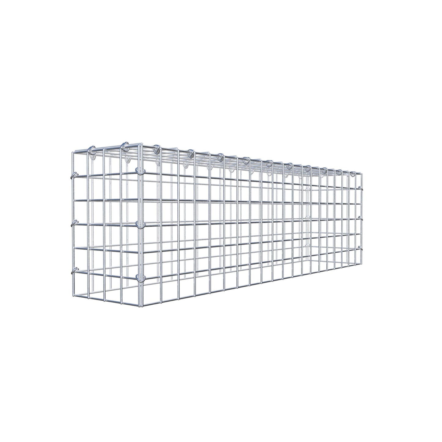 Typ 3 påbyggnadsgabion 100 cm x 30 cm x 20 cm (L x H x D), maskstorlek 5 cm x 5 cm, C-ring