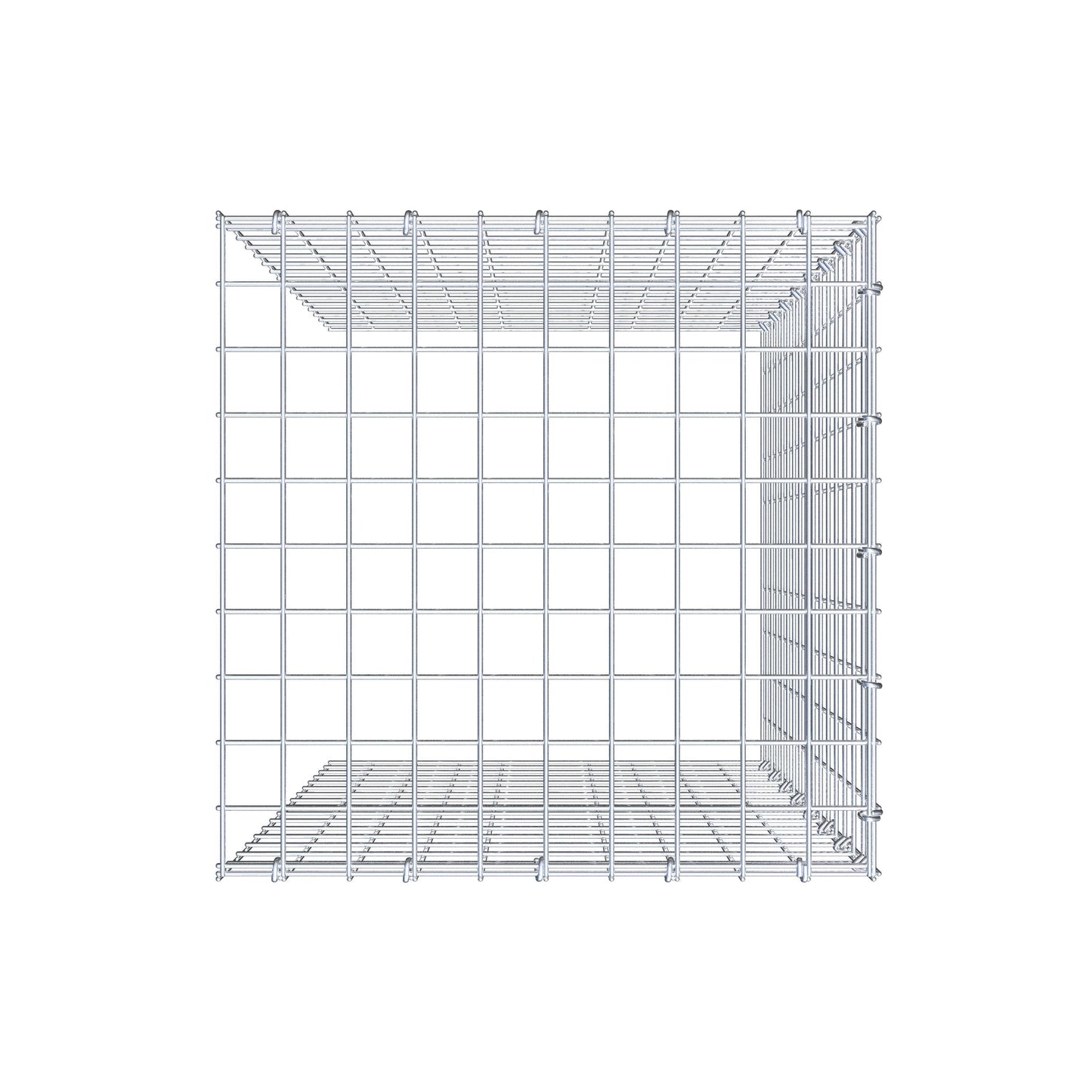 Monteret gabion type 4 80 cm x 50 cm x 50 cm (L x H x D), maskestørrelse 5 cm x 5 cm, C-ring