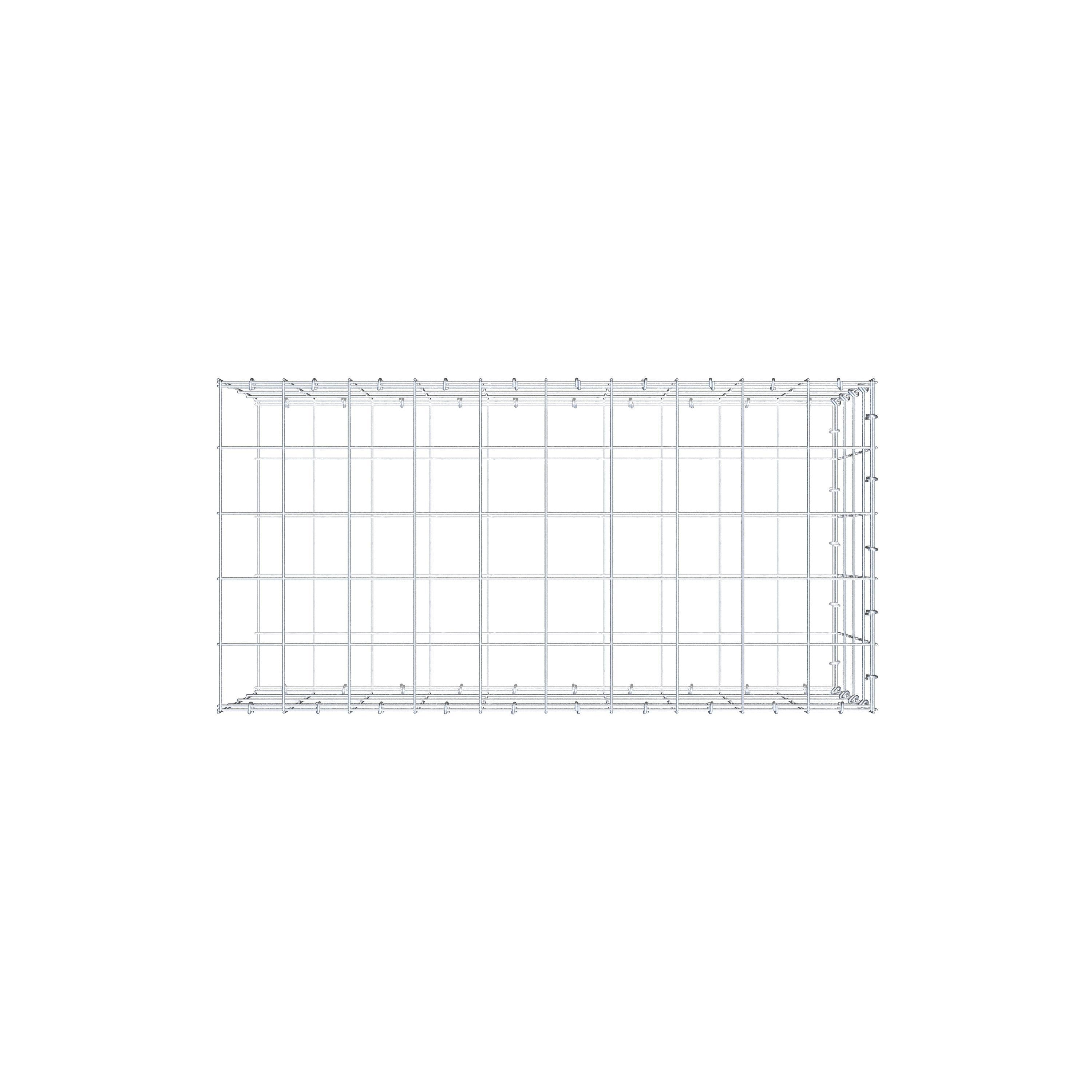 Typ 2 påbyggnadsgabion 100 cm x 40 cm x 50 cm (L x H x D), maskstorlek 10 cm x 10 cm, C-ring