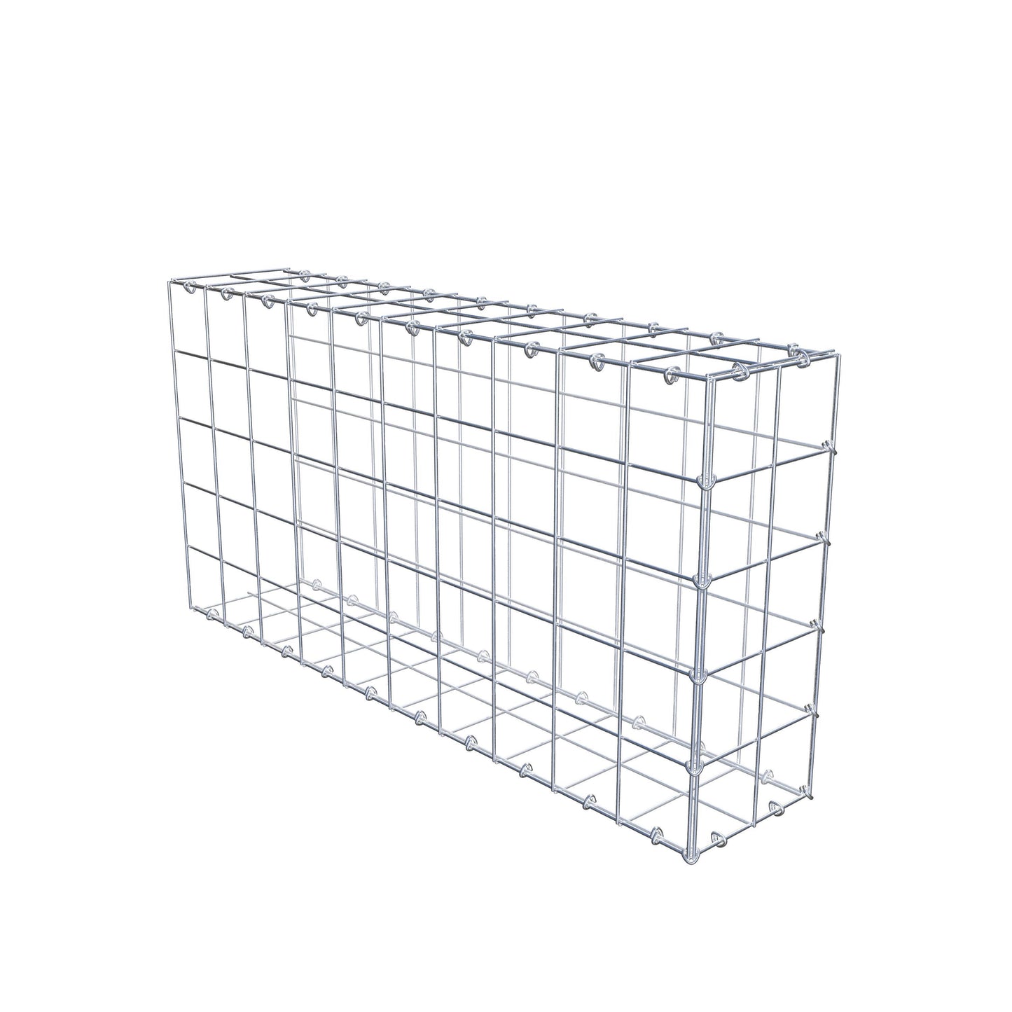 Typ 2 påbyggnadsgabion 100 cm x 50 cm x 20 cm (L x H x D), maskstorlek 10 cm x 10 cm, C-ring