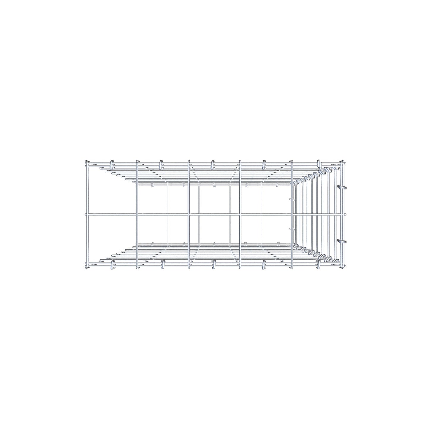 Typ 2 påbyggnadsgabion 100 cm x 50 cm x 20 cm (L x H x D), maskstorlek 10 cm x 10 cm, C-ring