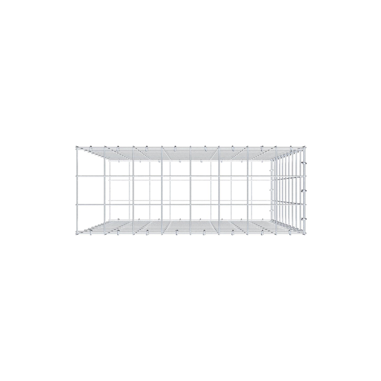 Typ 2 påbyggnadsgabion 100 cm x 80 cm x 30 cm (L x H x D), maskstorlek 10 cm x 10 cm, C-ring