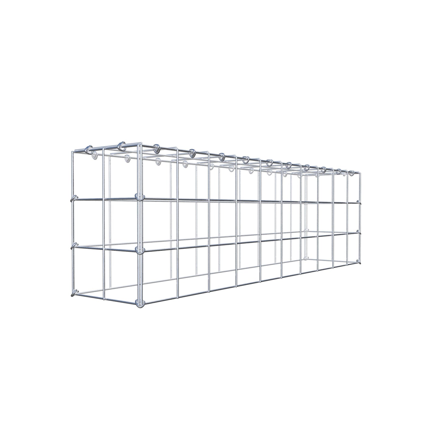 Typ 3 påbyggnadsgabion 100 cm x 30 cm x 20 cm (L x H x D), maskstorlek 10 cm x 10 cm, C-ring