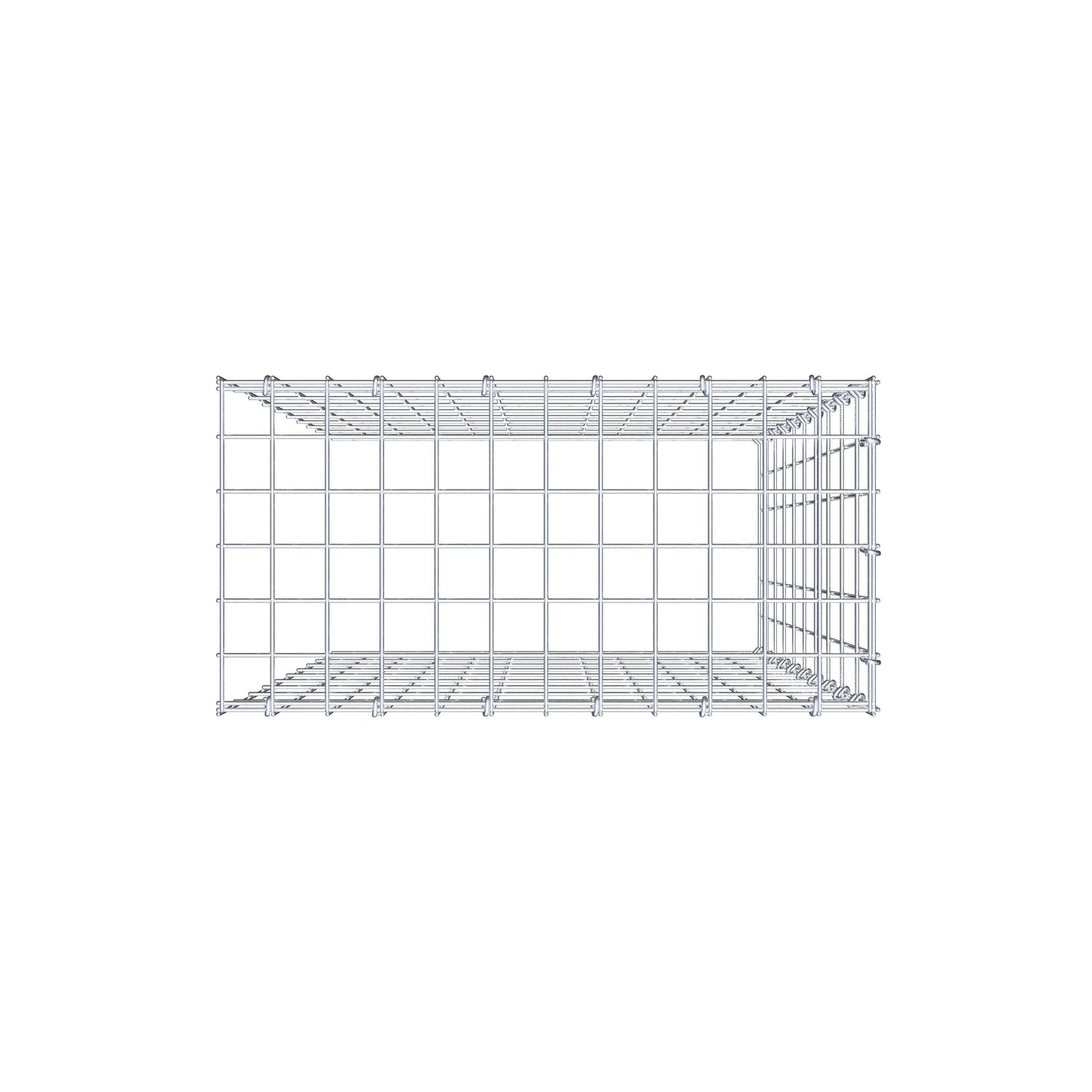 Typ 4 påbyggnadsgabion 100 cm x 60 cm x 30 cm (L x H x D), maskstorlek 5 cm x 10 cm, C-ring