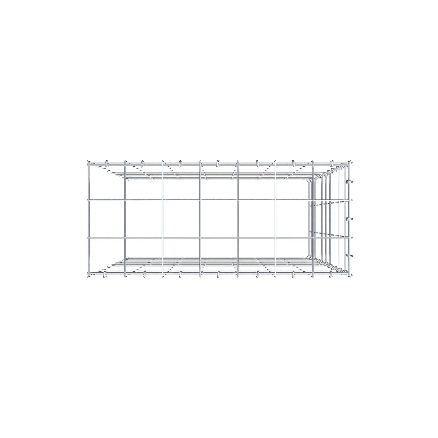 Monteret gabion type 4 100 cm x 70 cm x 30 cm (L x H x D), maskestørrelse 10 cm x 10 cm, C-ring