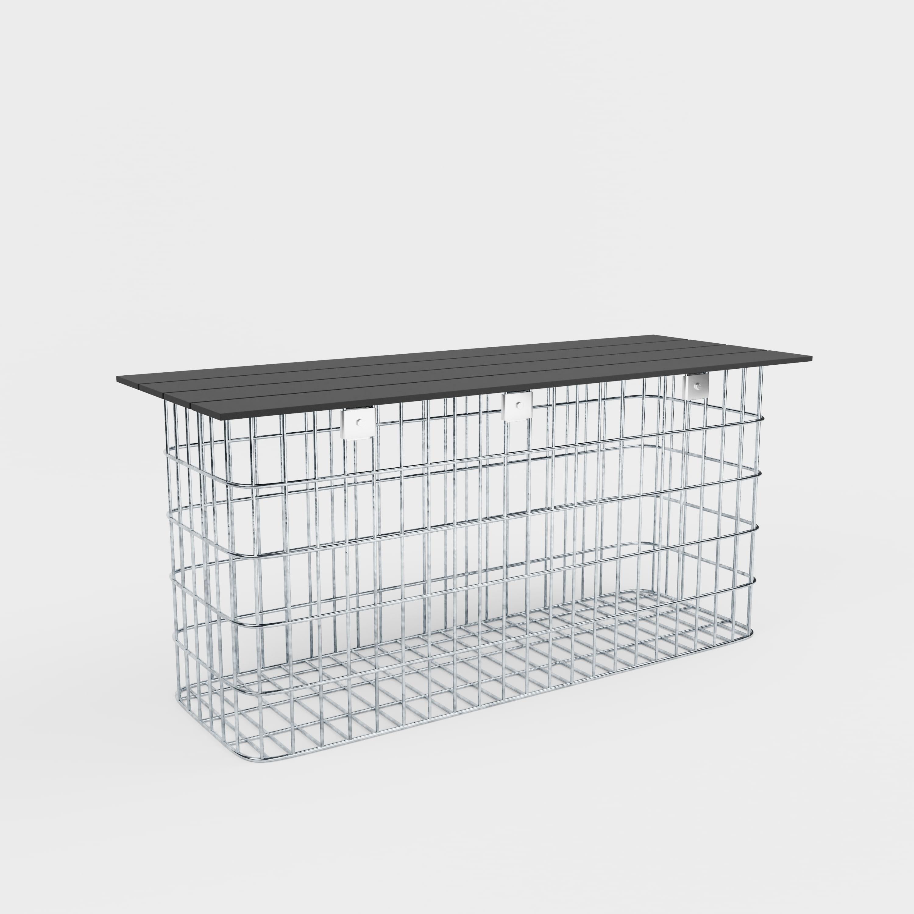 Banco de jardim 102 x 50 x 32 cm MW 5 x 10 cm galvanizado a quente, com capa reciclada em antracite