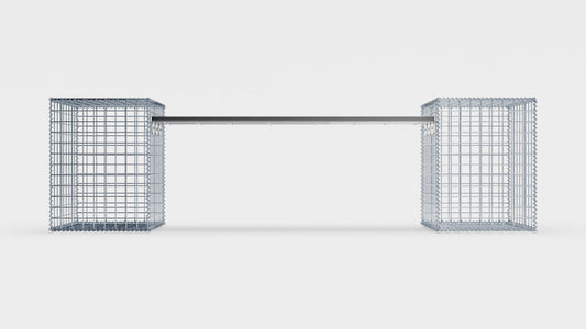 Gabion bench with 2 spiral gabions, 205 cm long x 60 cm high x 40 cm deep, galvanized, MW 5 x 5 cm, with recycled top in anthracite