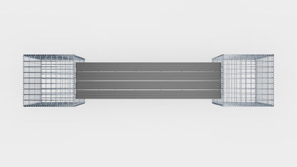 Gabion bench with 2 spiral gabions, 205 cm long x 60 cm high x 40 cm deep, galvanized, MW 5 x 5 cm, with recycled top in anthracite
