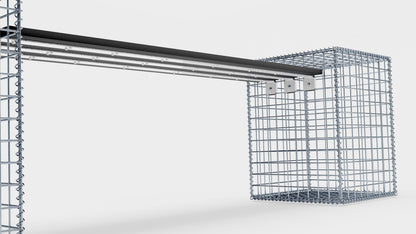 Gabion bench with 2 spiral gabions, 205 cm long x 60 cm high x 40 cm deep, galvanized, MW 5 x 5 cm, with recycled top in anthracite