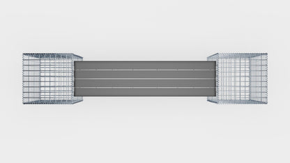 Gabion bench with 2 spiral gabions, 205 cm long x 60 cm high x 40 cm deep, galvanized, MW 5 x 5 cm, with recycled top in anthracite