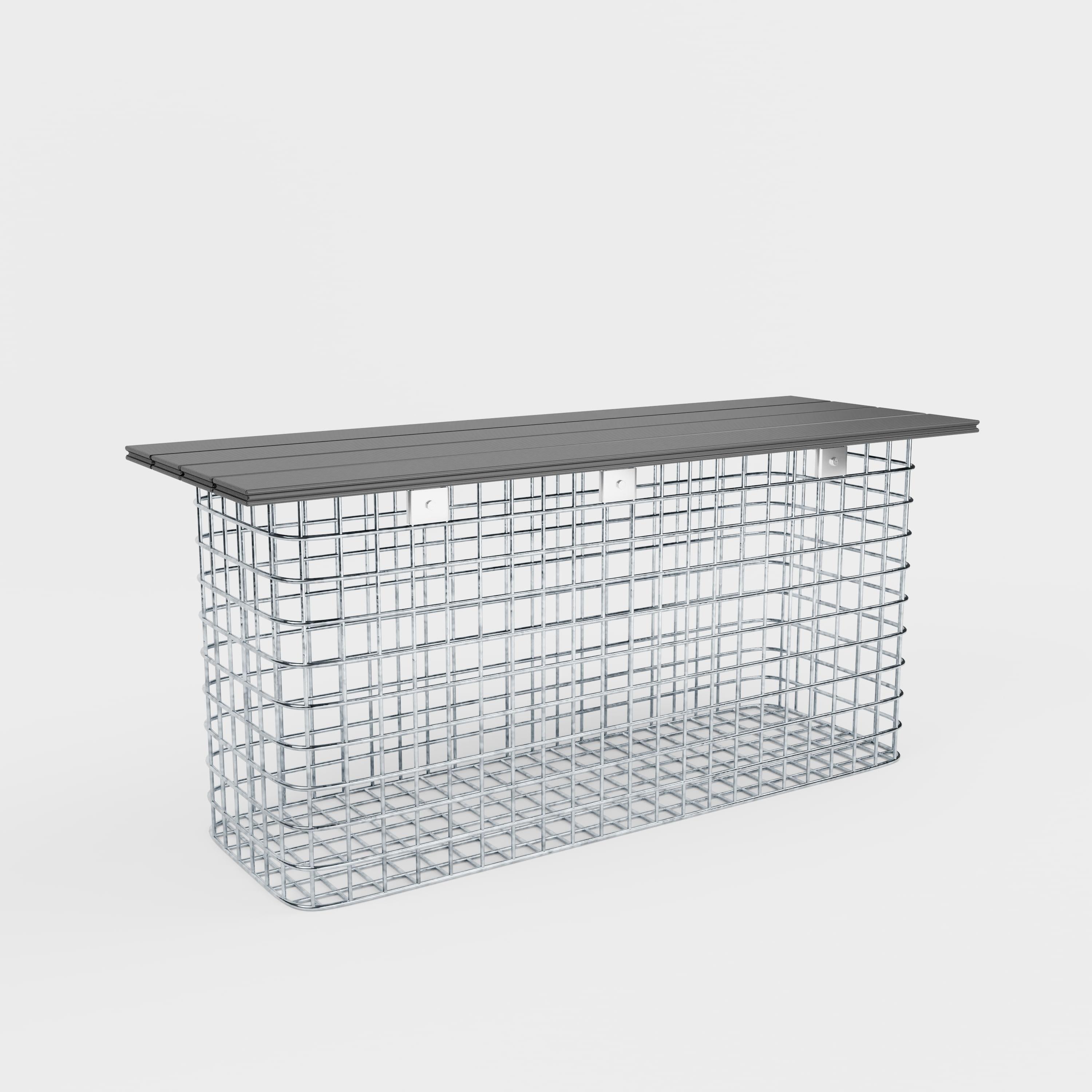 Banco de jardim 102 x 50 x 32 cm MW 5 x 5 cm galvanizado a quente, com capa reciclada em antracite