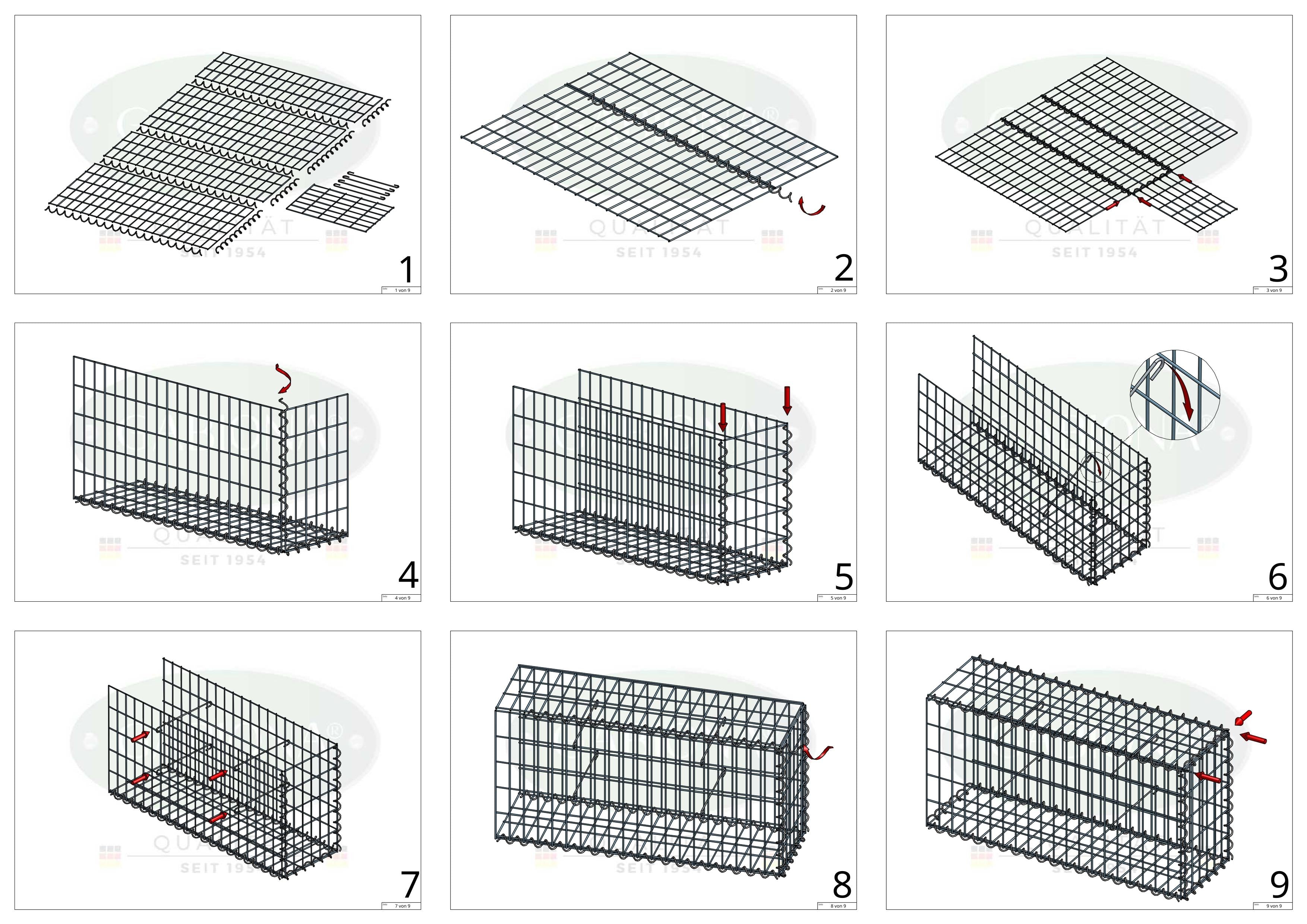 Gabion rapporté type 2 100 cm x 50 cm x 40 cm (L x H x P), mailles 5 cm x 10 cm, spirale