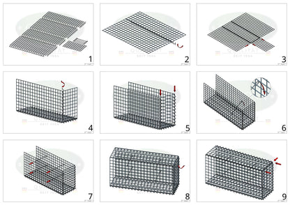 Grown-on gabion type 2 100 cm x 80 cm x 20 cm (L x H x D), mesh size 5 cm x 5 cm, spiral
