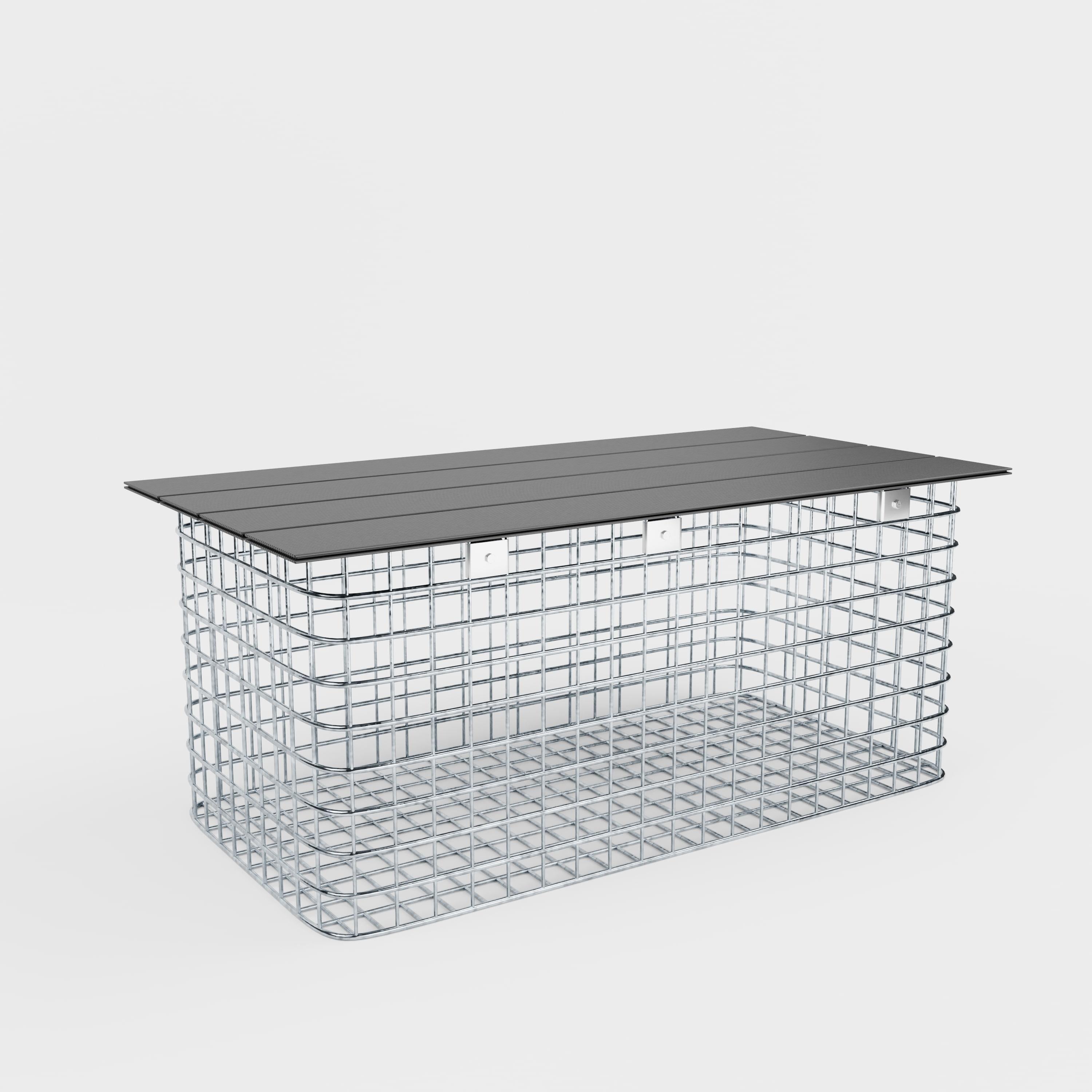 Banco de jardim 102 x 45 x 52 cm MW 5 x 5 cm galvanizado a quente, com capa reciclada em antracite