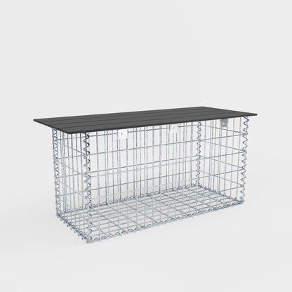 Trädgårdsbänk av gabionspiral 105 x 50 x 40 cm - MW 5 x 10 cm, med återvunnen topp i antracit