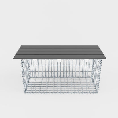 Trädgårdsbänk av gabionspiral 105 x 50 x 40 cm - MW 5 x 10 cm, med återvunnen topp i antracit