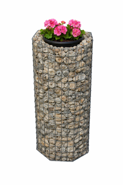 Blumensäule achteckig halb, Höhe 82 cm, MW 5 x 5 cm, feuerverzinkt inkl. Topf