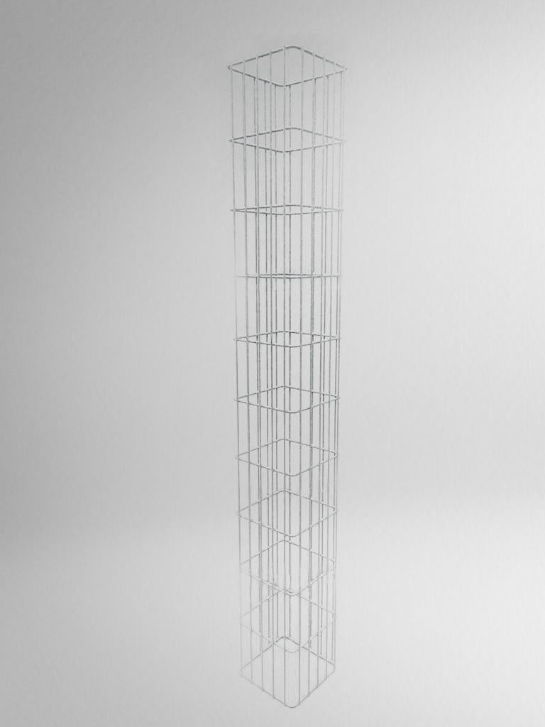 Colonna rettangolare in gabbione zincato a caldo, 27 cm x 27 cm, altezza 200 cm, MW 5 cm x 20 cm