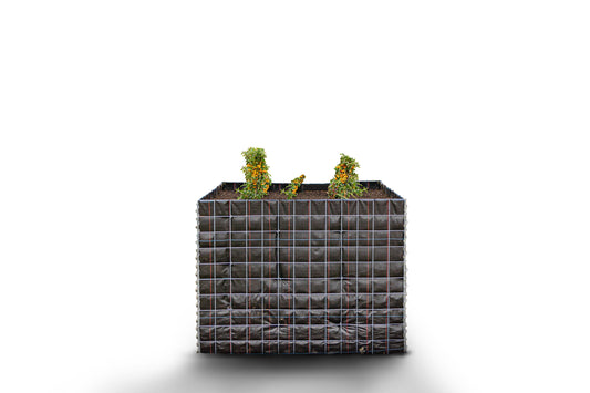 Lit surélevé carré sans zone de pierres - Longueur : 130 cm - Hauteur : 100 cm - Profondeur : 60 cm - Largeur des mailles : 10 x 10 cm