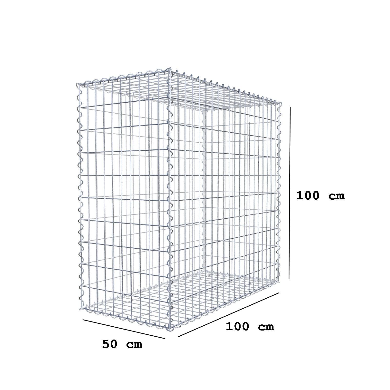 2er Set Gabionen 100 cm x 100 cm x 50 cm (L x H x T), Maschenweite 5 x 10 cm, Spirale