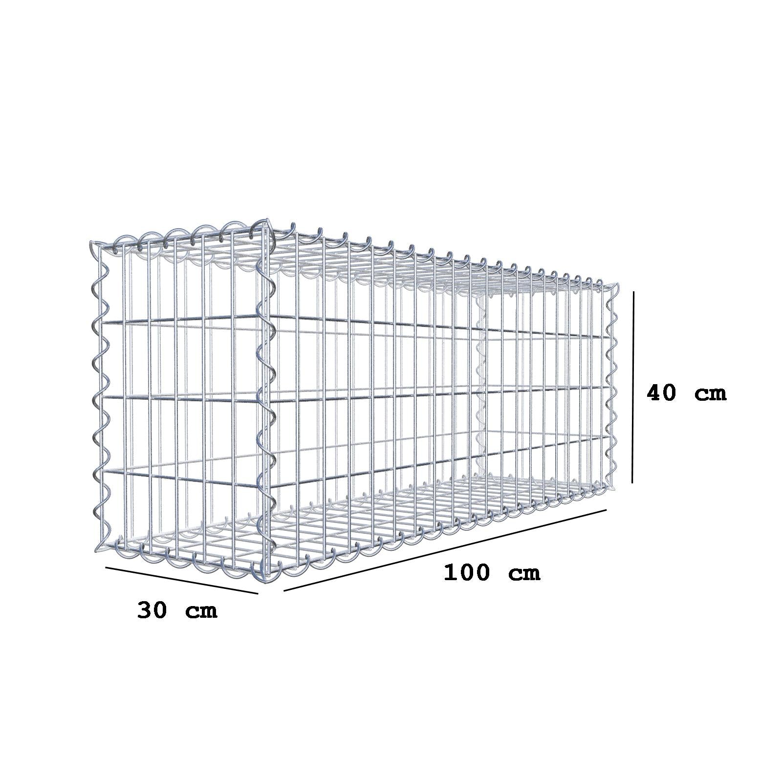 2er Set Gabionen 100 cm x 40 cm x 30 cm (L x H x T), Maschenweite 5 x 10 cm, Spirale