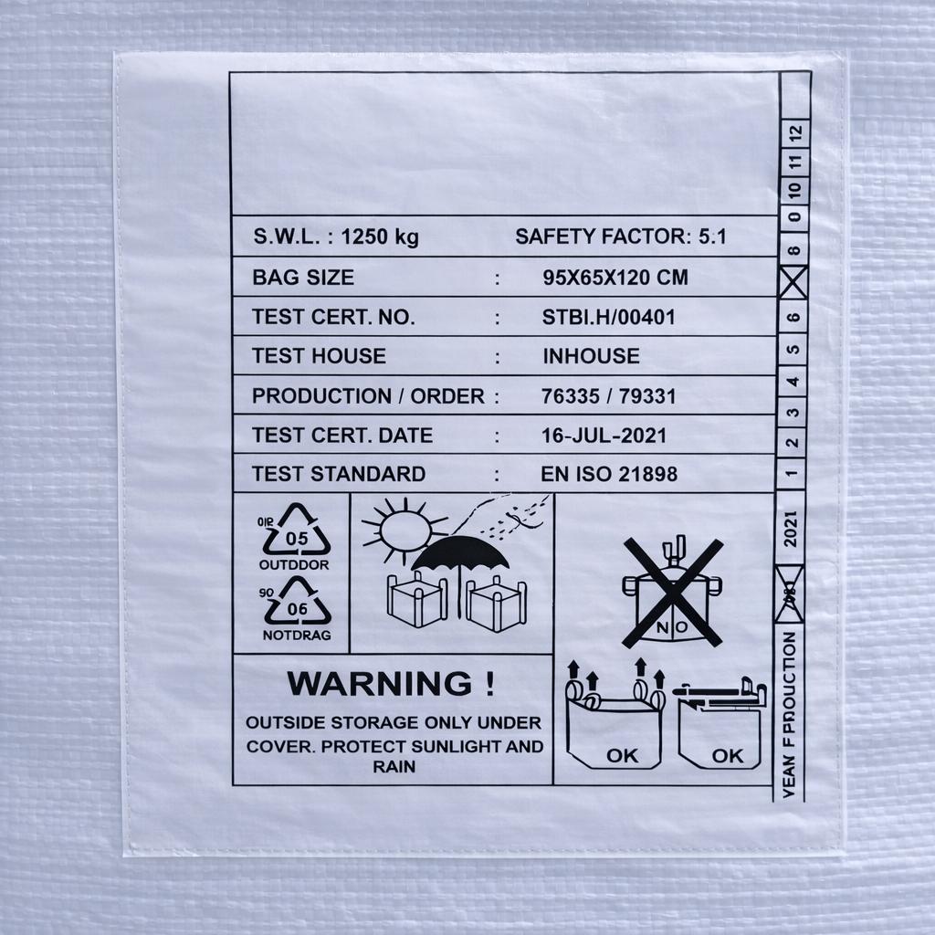 5x Big Bags 95 x 65 x 120 cm (L x T x H) - mit Aufdruck - sehr stabil - 1.250 kg SWL