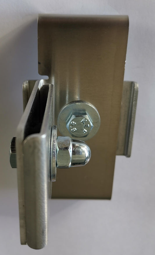 Klem met hekbeugel 5 x 10 cm voor dubbel gaas, aluminium