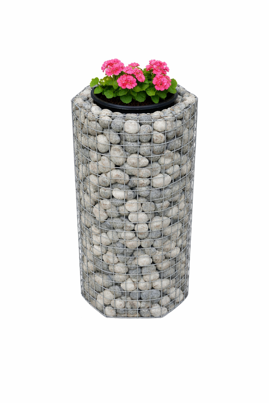 Coluna de flores octogonal altura 62 cm MW 5 x 5 cm, galvanizada a quente incluindo vaso