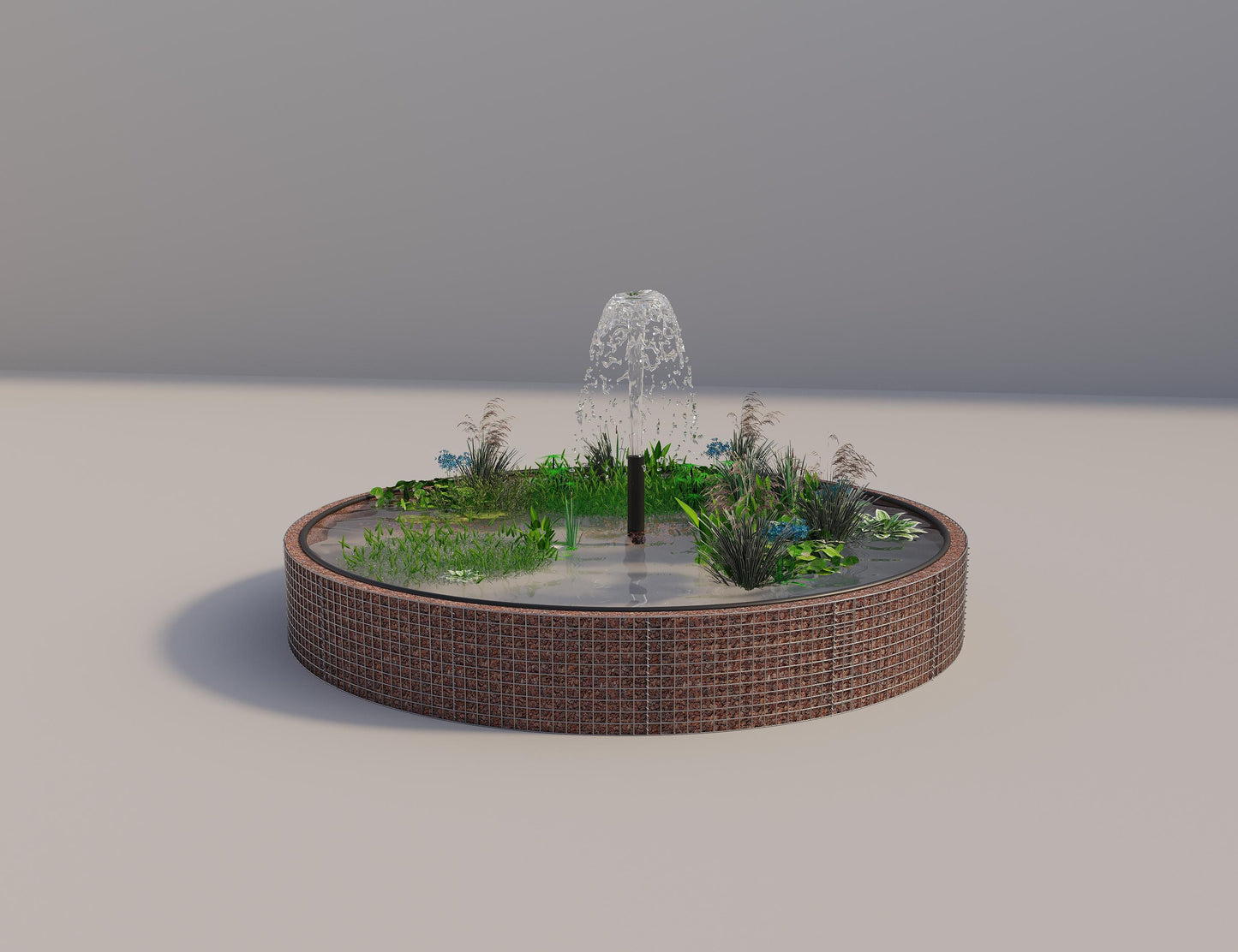 Gabionupphöjd damm, rund, ytterdiameter 352 cm, höjd 50 cm, maskstorlek 5 x 5 cm, väggtjocklek 15 cm