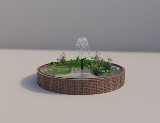 Gabionupphöjd damm, rund, ytterdiameter 352 cm, höjd 50 cm, maskstorlek 5 x 5 cm, väggtjocklek 15 cm