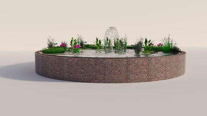 Gabionupphöjd damm, rund, ytterdiameter 322 cm, höjd 80 cm, maskstorlek 5 x 5 cm, väggtjocklek 15 cm