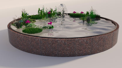 Gabionupphöjd damm, rund, ytterdiameter 322 cm, höjd 80 cm, maskstorlek 5 x 5 cm, väggtjocklek 15 cm