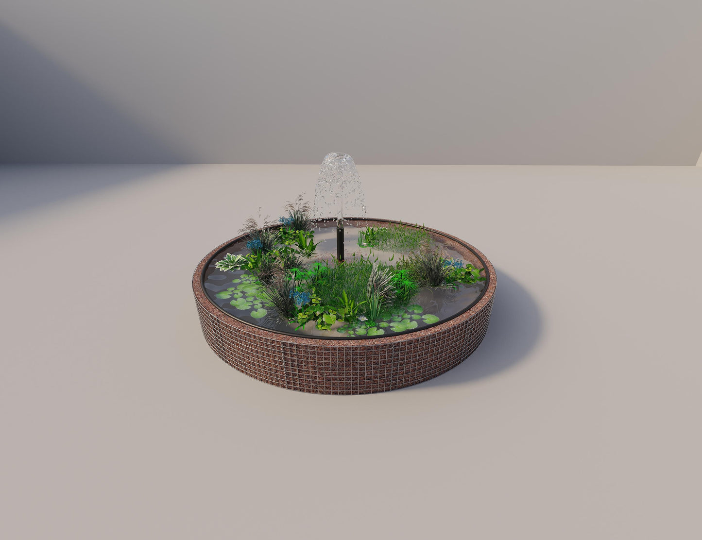 Gabionupphöjd damm, rund, ytterdiameter 352 cm, höjd 50 cm, maskstorlek 5 x 5 cm, väggtjocklek 15 cm