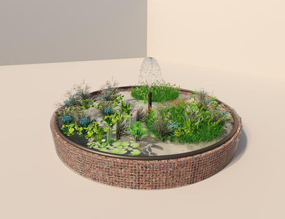 Gabion upphöjd damm rund, ytterdiameter 502 cm, höjd 50 cm, maskstorlek 5 x 5 cm, väggtjocklek 15 cm