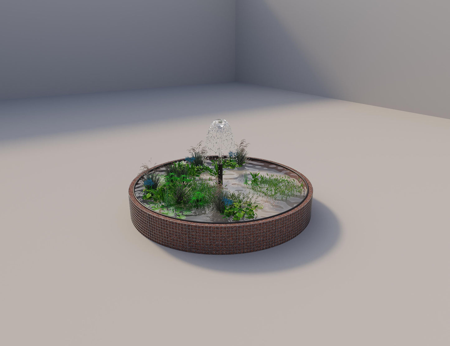 Gabionupphöjd damm, rund, ytterdiameter 352 cm, höjd 50 cm, maskstorlek 5 x 5 cm, väggtjocklek 15 cm