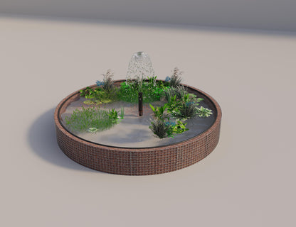 Gabionupphöjd damm, rund, ytterdiameter 352 cm, höjd 50 cm, maskstorlek 5 x 5 cm, väggtjocklek 15 cm