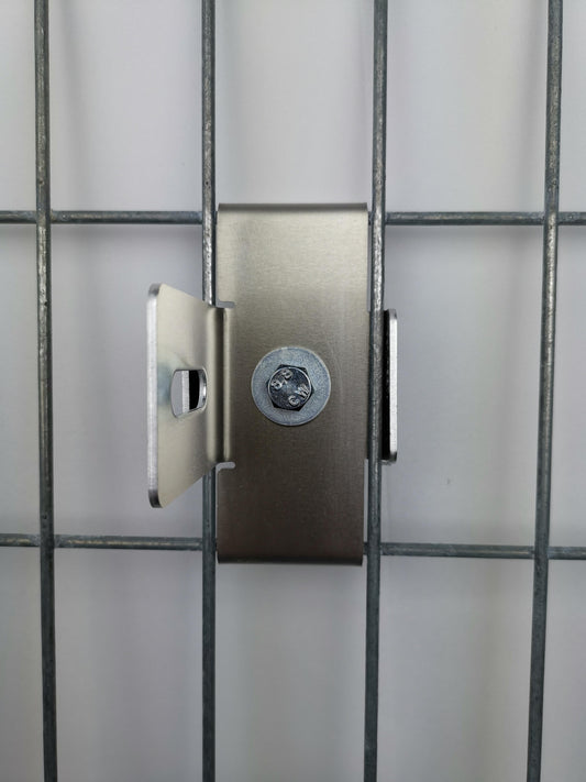 Klem met hekhouder, maaswijdte 5 x 10 cm, aluminium