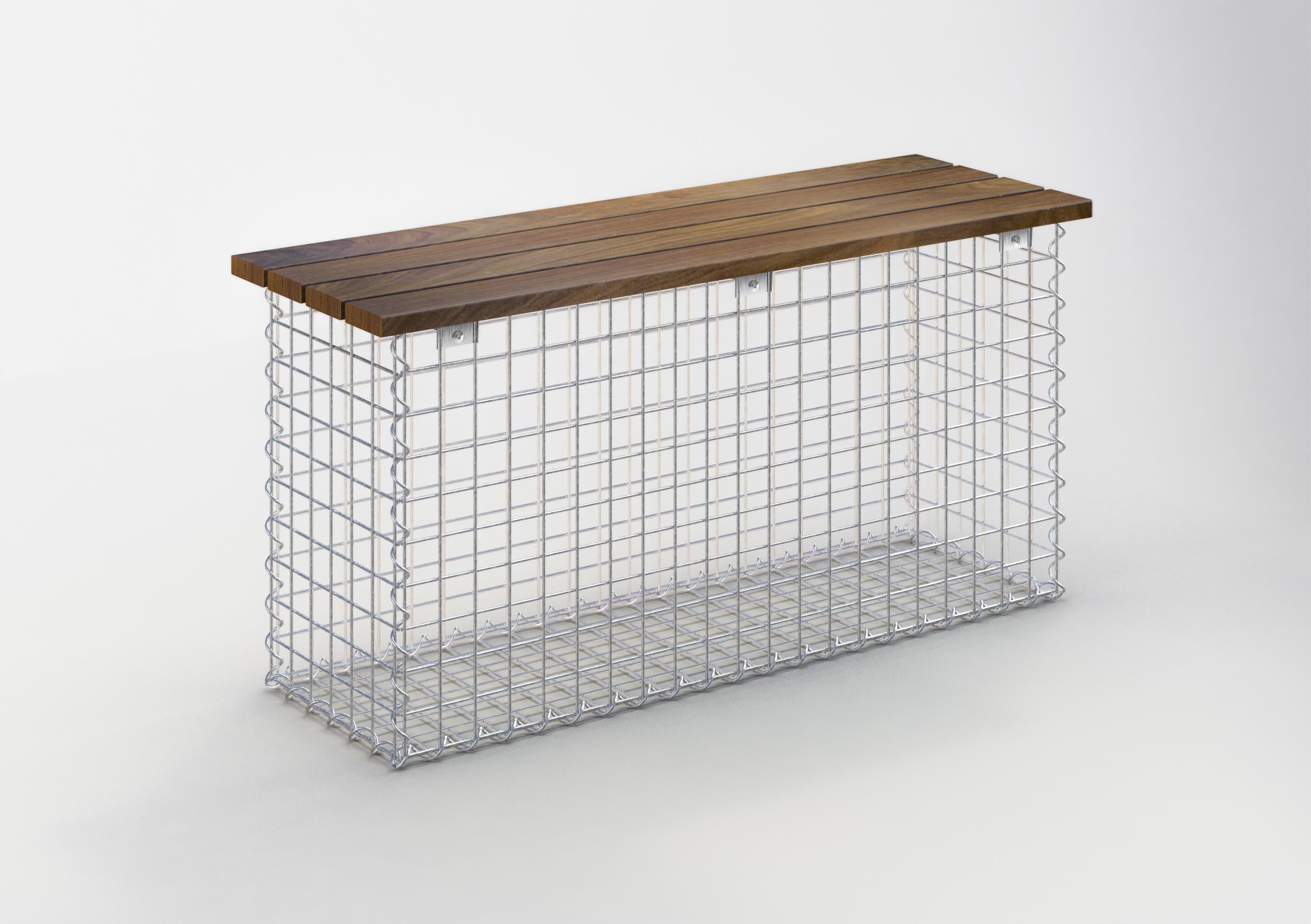 Trädgårdsbänk med spiralgabion 105 x 50 x 30 cm CUMARU MW 5 x 5 cm