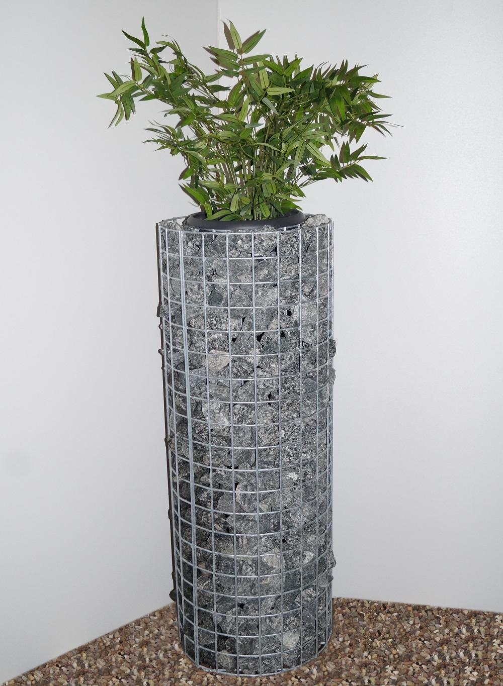 Altura da coluna de flores 102 cm redonda, diâmetro 37 cm, malha 5 x 5 cm, galvanizada a quente incluindo vaso