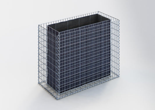 Lit surélevé carré 130 cm x 100 cm x 60 cm (L x H x P), mailles 5 x 10 cm, épaisseur des parois 10 cm