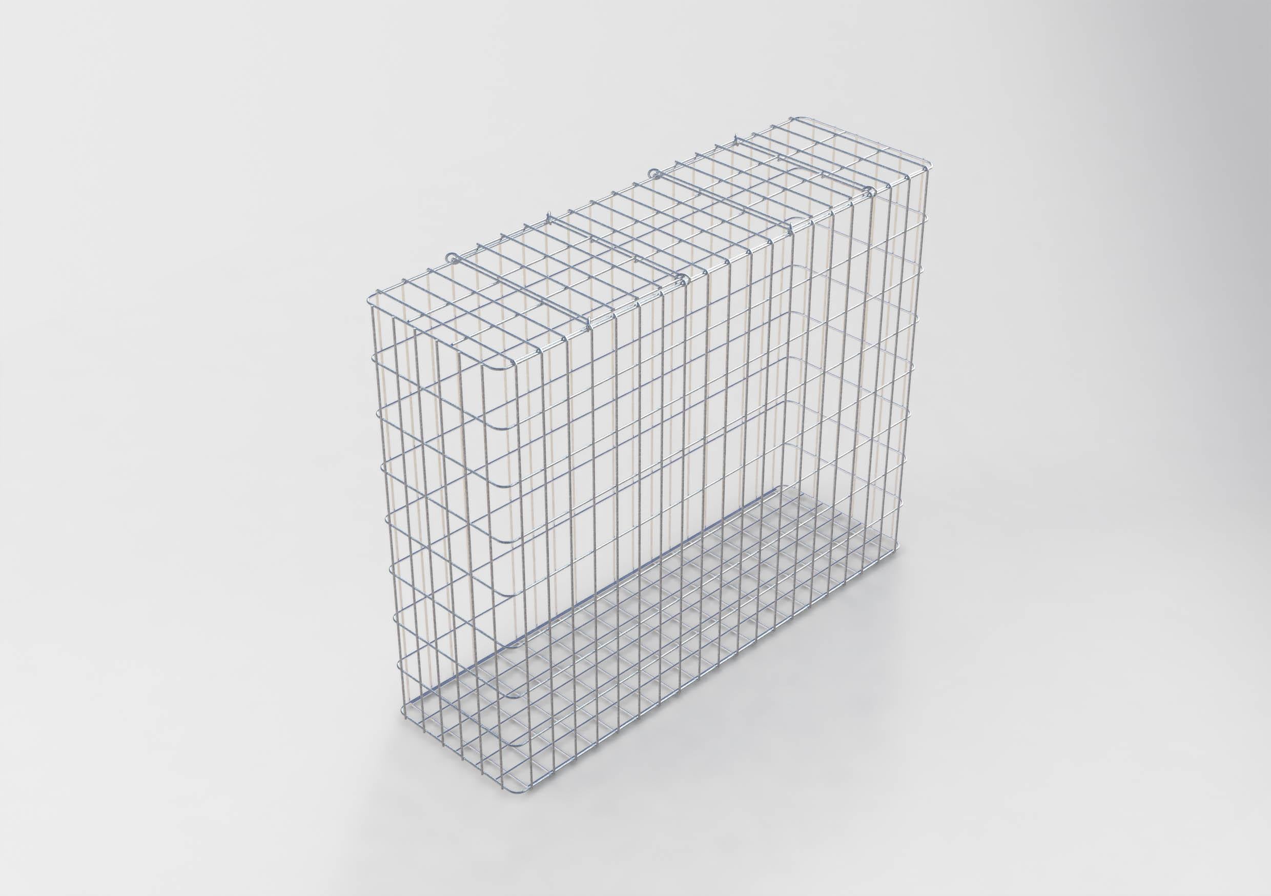 Gabião galvanizado a quente 102 cm x 82 cm x 32 cm, malhagem 5 cm x 10 cm, totalmente soldado
