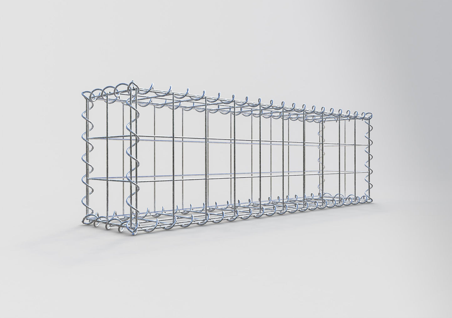 Gabião 100 cm x 30 cm x 20 cm (C x A x P), malhagem 10 cm x 10 cm, espiral