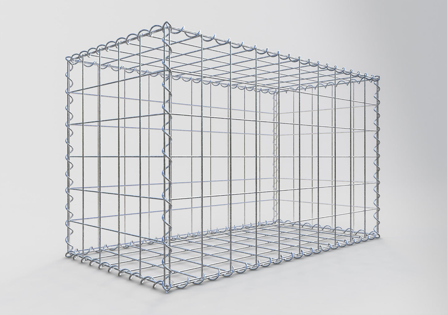 Gabião 100 cm x 60 cm x 50 cm (C x A x P), malhagem 10 cm x 10 cm, espiral