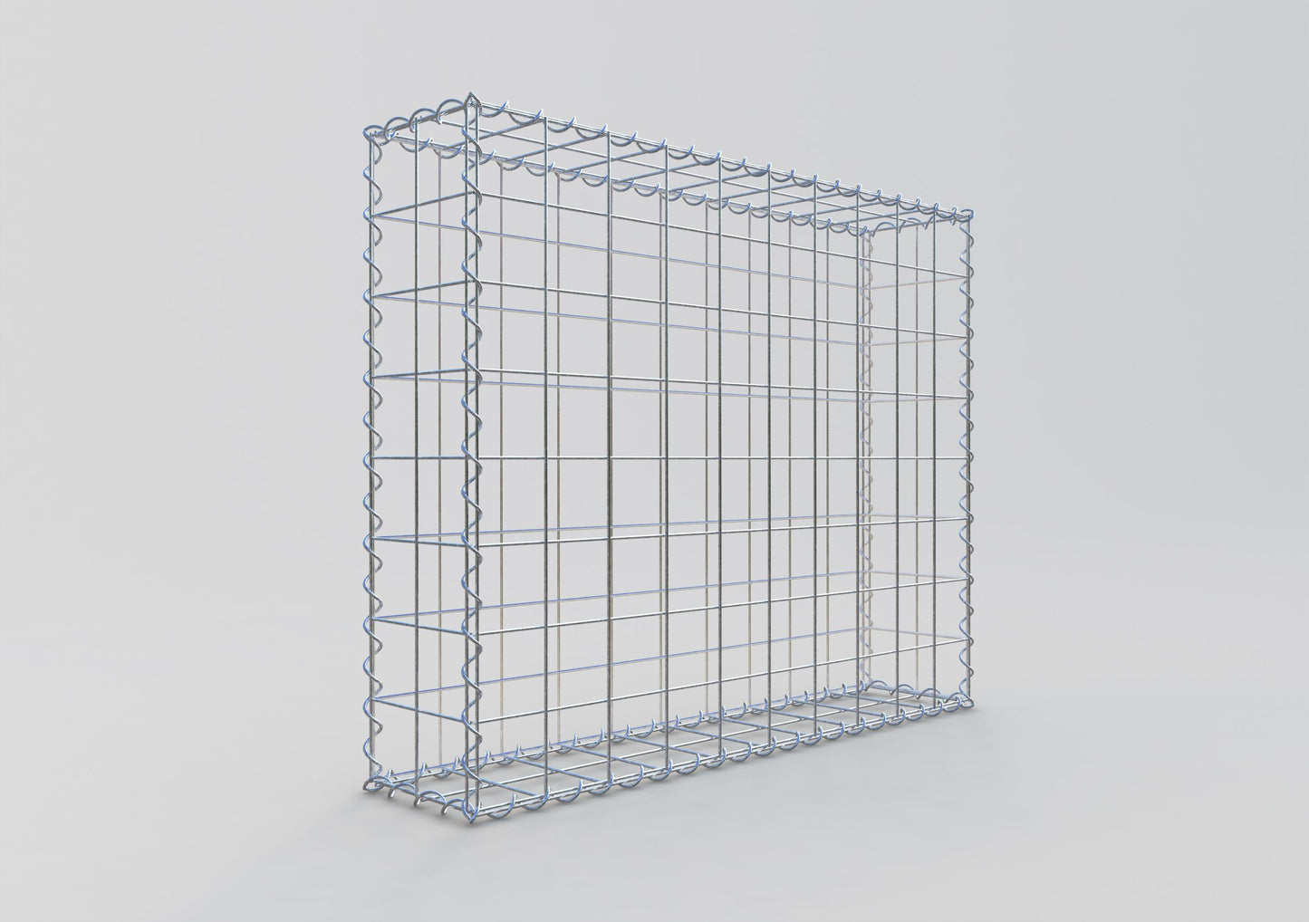 Schanskorf 100 cm x 80 cm x 20 cm (L x H x D), maaswijdte 10 cm x 10 cm, spiraalvormig