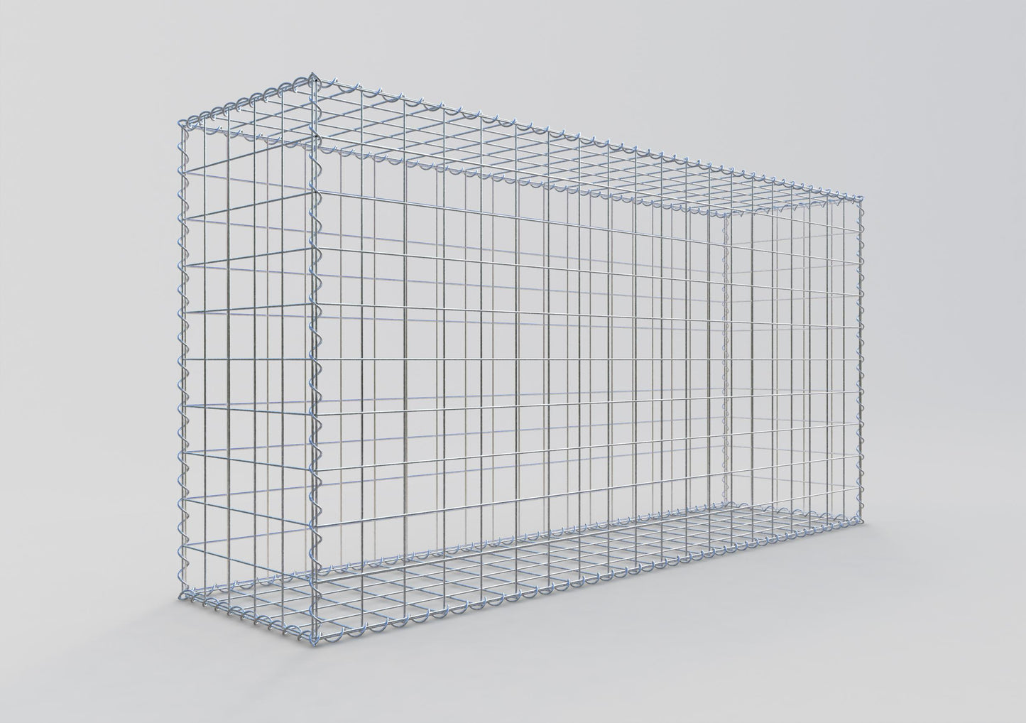 Gabião 200 cm x 100 cm x 50 cm (C x A x P), malhagem 10 cm x 10 cm, espiral