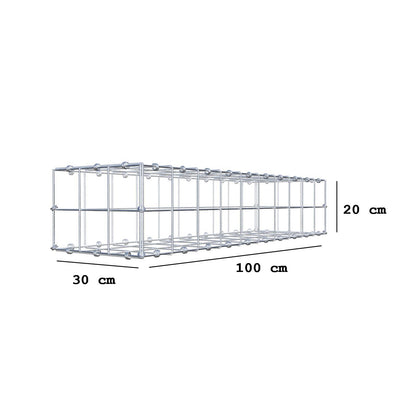 Gabion 100 cm x 20 cm x 30 cm (L x H x D), maskstorlek 10 x 10 cm, spiralring