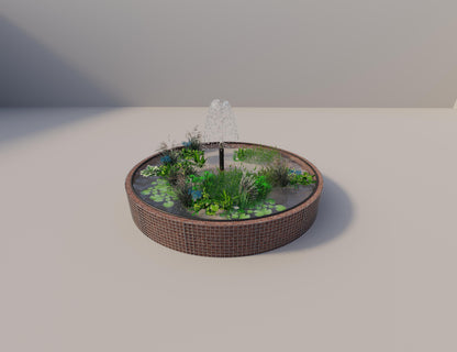 Tanque elevado de gabiões, redondo, diâmetro exterior 352 cm, altura 50 cm, dimensão da malha 5 x 5 cm, espessura da parede 15 cm