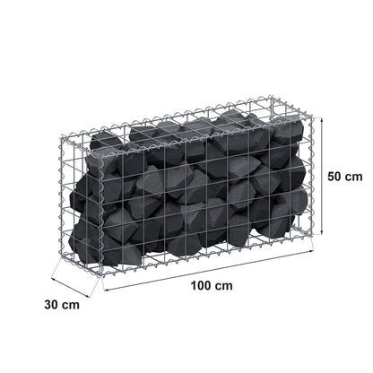 Gabion 100 cm x 50 cm x 30 cm (L x H x D), maskestørrelse 10 cm x 10 cm, spiral