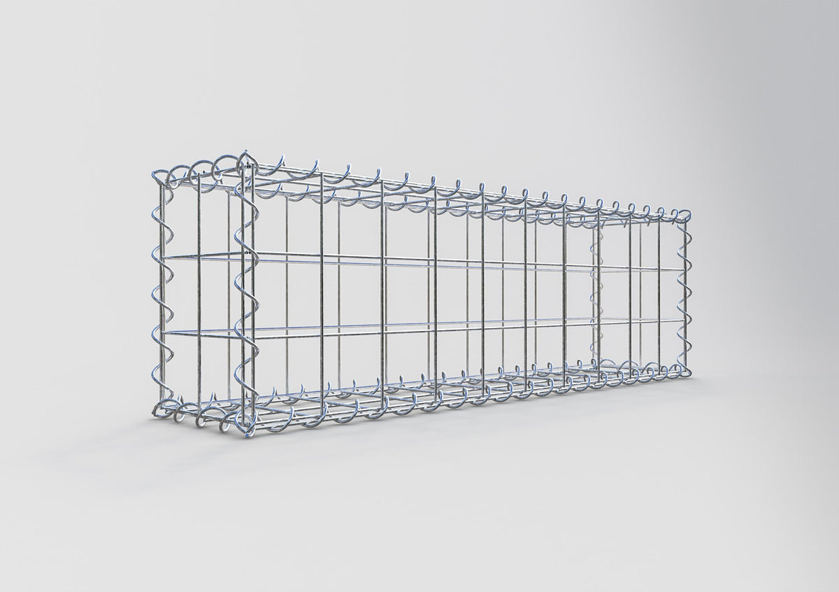 Gabião 100 cm x 30 cm x 20 cm (C x A x P), malhagem 10 cm x 10 cm, espiral